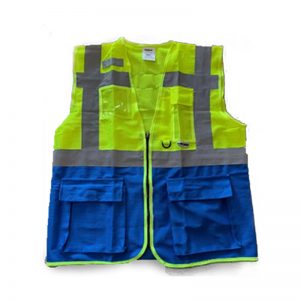 SAFETY REFLECTIVE VEST MESH WITH POCKETS SAFE-STEP (LUMOS MP) BLUE/YELLOW 120GSM 4LINE